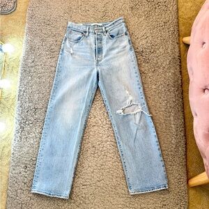 Levi’s Premium Ribcage Straight High Waisted 27X27 High Waisted Distressed Jeans